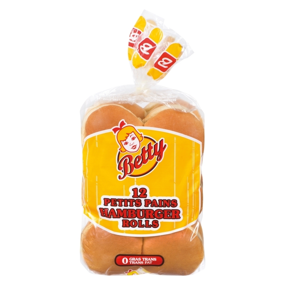 Betty Hamburger Buns Plain 12pk Dattolo's Baked Goods